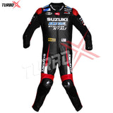 Suzuki Herren Schwarz/Rot Motorrad Lederkombi