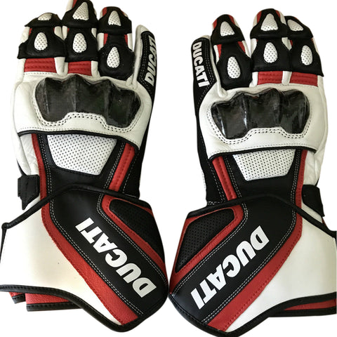 NEW DUCATI CORSE  MEN MOTORBIKE RACING LEATHER GLOVES