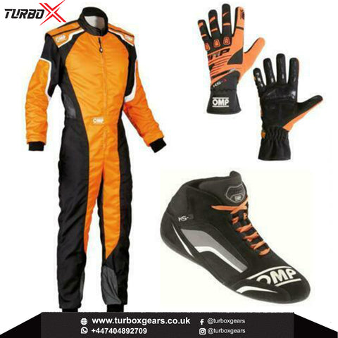 Orange Kart Emboided Racing suit With Shoes Gloves & Blaclava