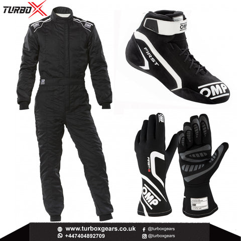 Black Kart Racing suit With Shoes Gloves & Blaclava