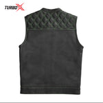 Motorbike Leather inside printed Vest Stylish Biker Vest in Black/Green