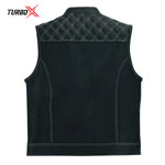 Motorbike Leather inside printed Vest Stylish Biker Vest in Black/White