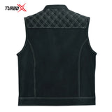 Motorbike Leather inside printed Vest Stylish Biker Vest in Black/White