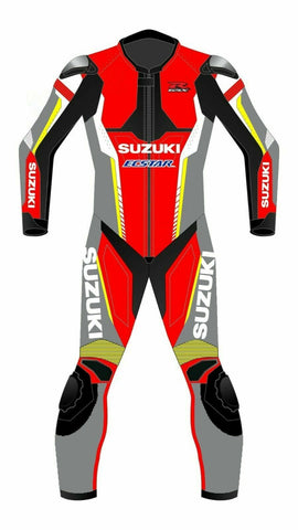 New SUZUKI GSXR Red Men Motorbike Leather racing Suit Motorcycle riding Suit