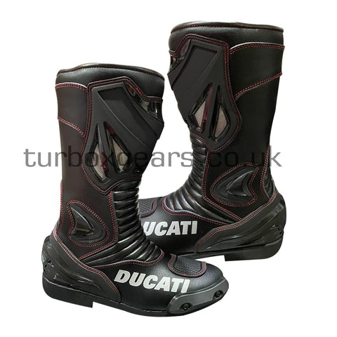 Ducati New Design 2023 Black / Red Motorcycle leather racing shoes Riding Boots