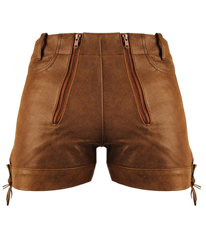 MEN'S 100% GENUINE LEATHER SHORTS with DOUBLE ZIPPER