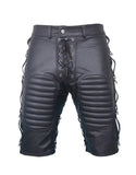 MENS REAL LEATHER BLACK SHORTS Clubwear or Bondage Genuine Cow