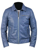 Men's slim fit leather bomber jacket