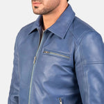 Men's slim fit leather bomber jacket