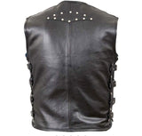 MENS LEATHER SWAT MOTORBIKE VEST WAISTCOAT