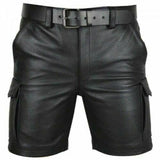 Herren Leder Shorts Schwarz Casual