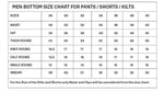 Leather shorts size chart