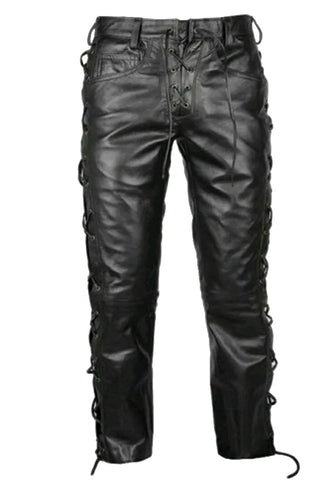 Men Side Laces fashion pant in Black