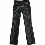 Men's Genuine Leather Gay White Piping Saddle Style Jeans Trousers Pants